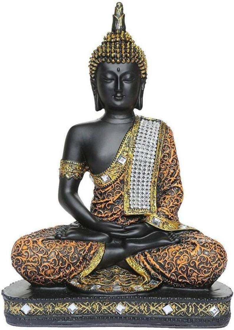 Amazon | 風水 インド ゴールド ハンドクラフト 瞑想 ポリ樹脂 ブッダ
